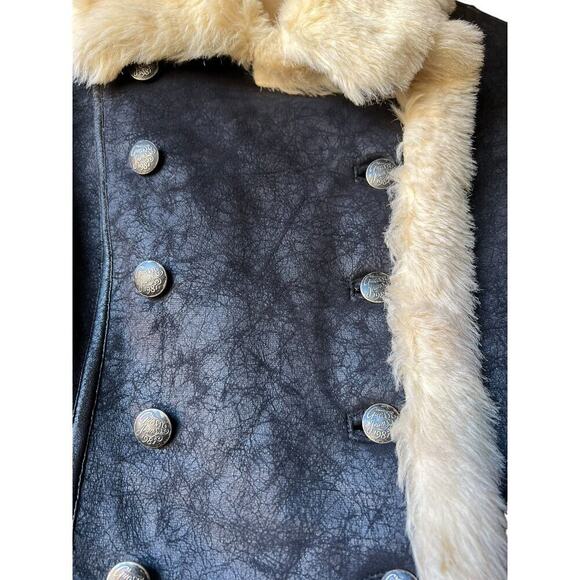 GUESS Jeans Los Angeles Faux Fur / Leather - Suede Aviator Style Jacket Y2K - M - Picture 2 of 9